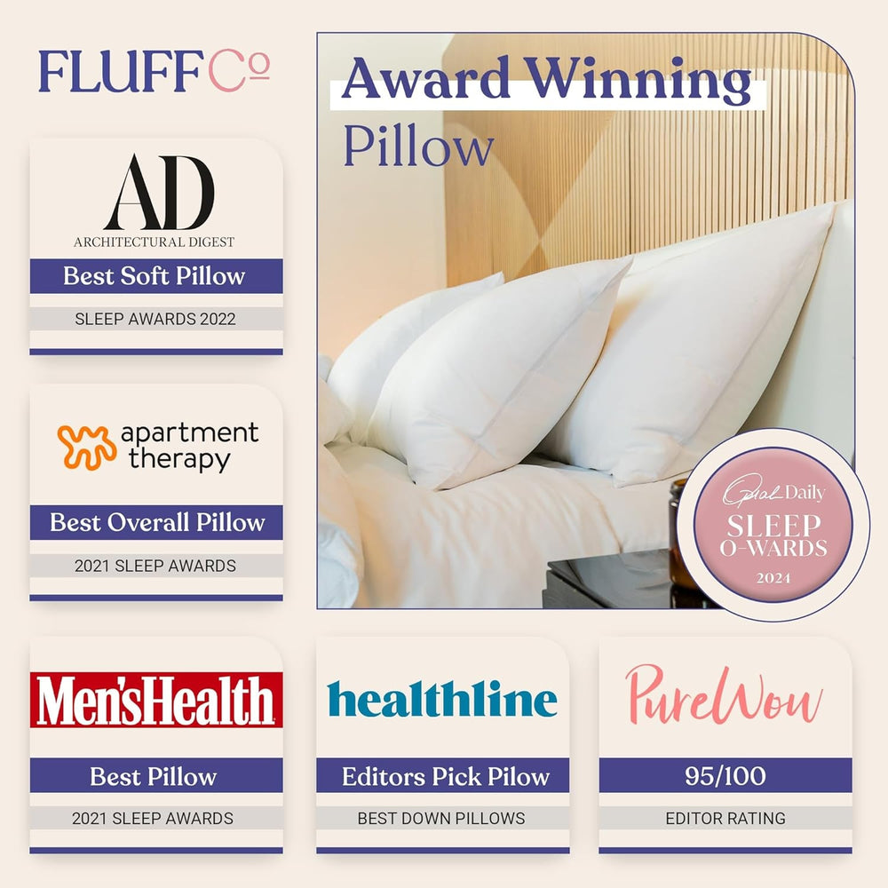 Fluffco Down Alternative Pillow Standard Pillow For Sleeping Queen Pillow Bed Pillow Side Sleeper Pillow Cooling Pillow Hotel Pillow Neck Pillow Travel Pillow (Standard Firm) Perne standard Naty Shop
