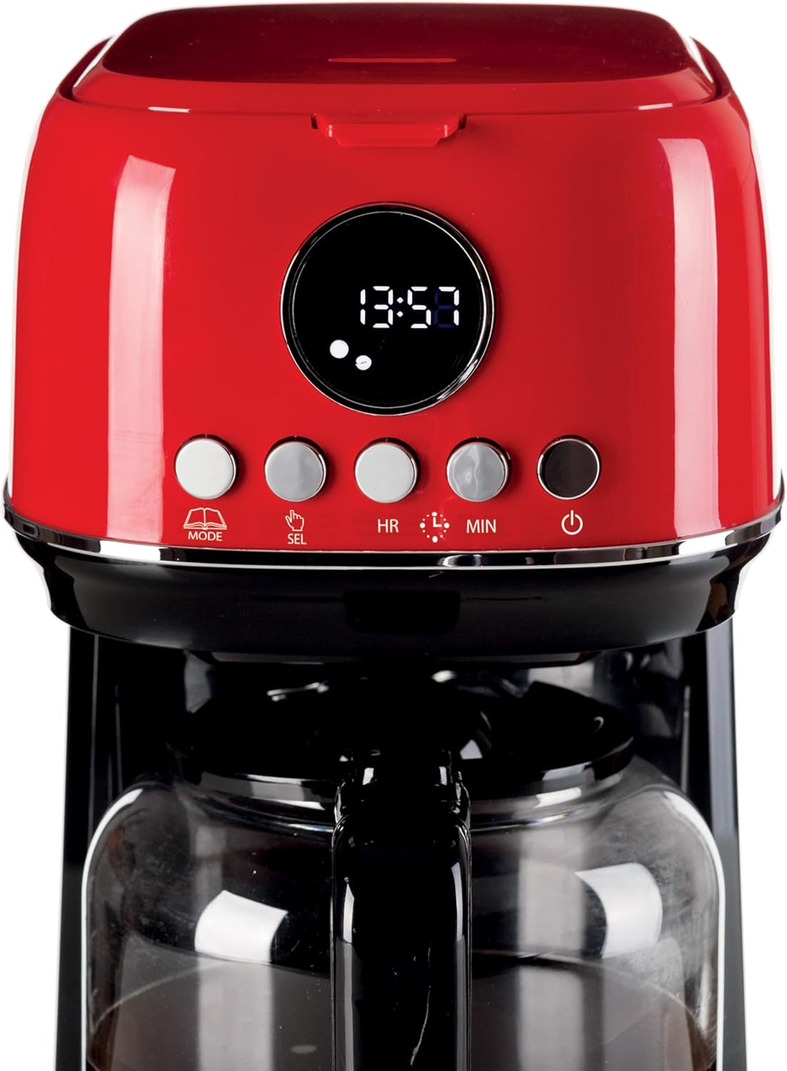 Ariete, Espressor cu filtru Moderna 1396 pentru prepararea cafelei americane, pentru până la 15 cești, carafă din sticlă, placă de încălzire, afișaj LCD, filtre detașabile și lavabile, alb