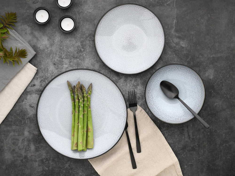 CreaTable, 23964, Serie Malmö, 18-teiliges Geschirrset für 6 Personen, Teller Set aus Steinzeug, spülmaschinen- und mikrowellengeeignet, Qualitätsproduktion