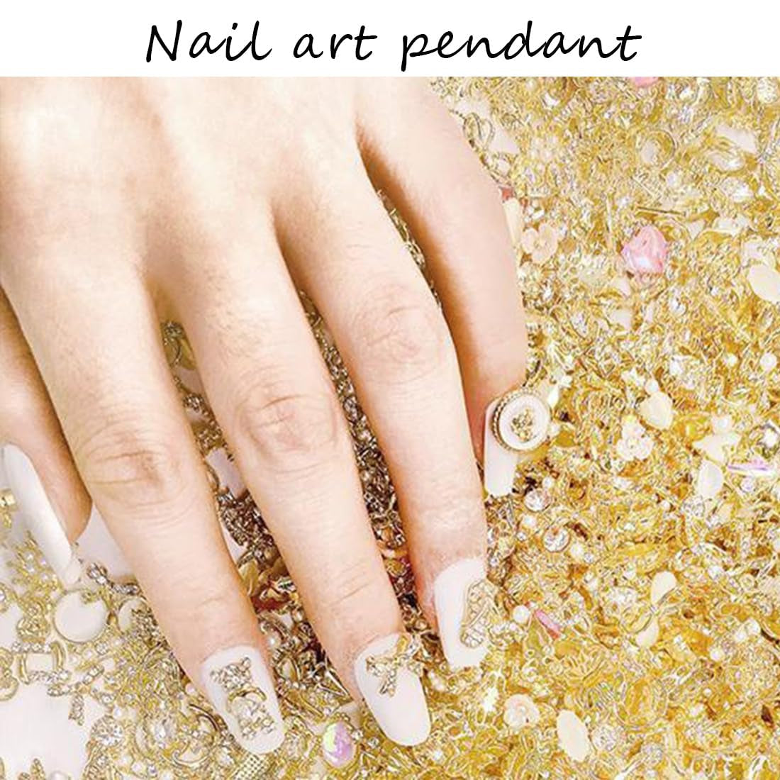 50 Stück Gold Nail Charms, 3D Glänzend Nail Art Charms, Glitzersteine Nägel Perle Legierung Nagel, Schmetterling Strasssteine Nägel Charms, DIY Nail Art Zubehör, Für Mädchen Frauen