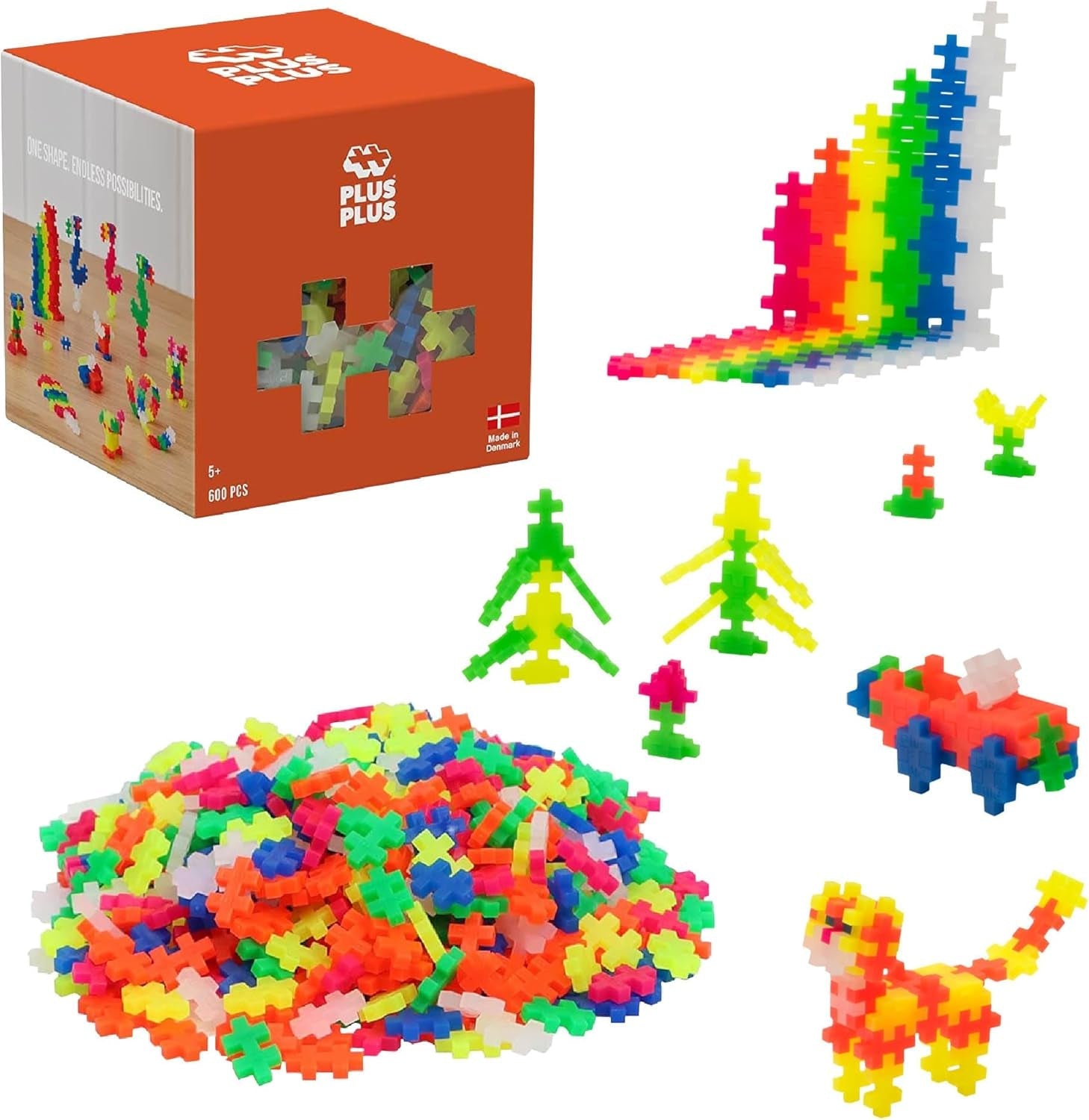 Plus-Plus 9604262 Geniales Konstruktionsspielzeug, Regenbogen, Kreativ-Bausteine Tube, 240 Teile
