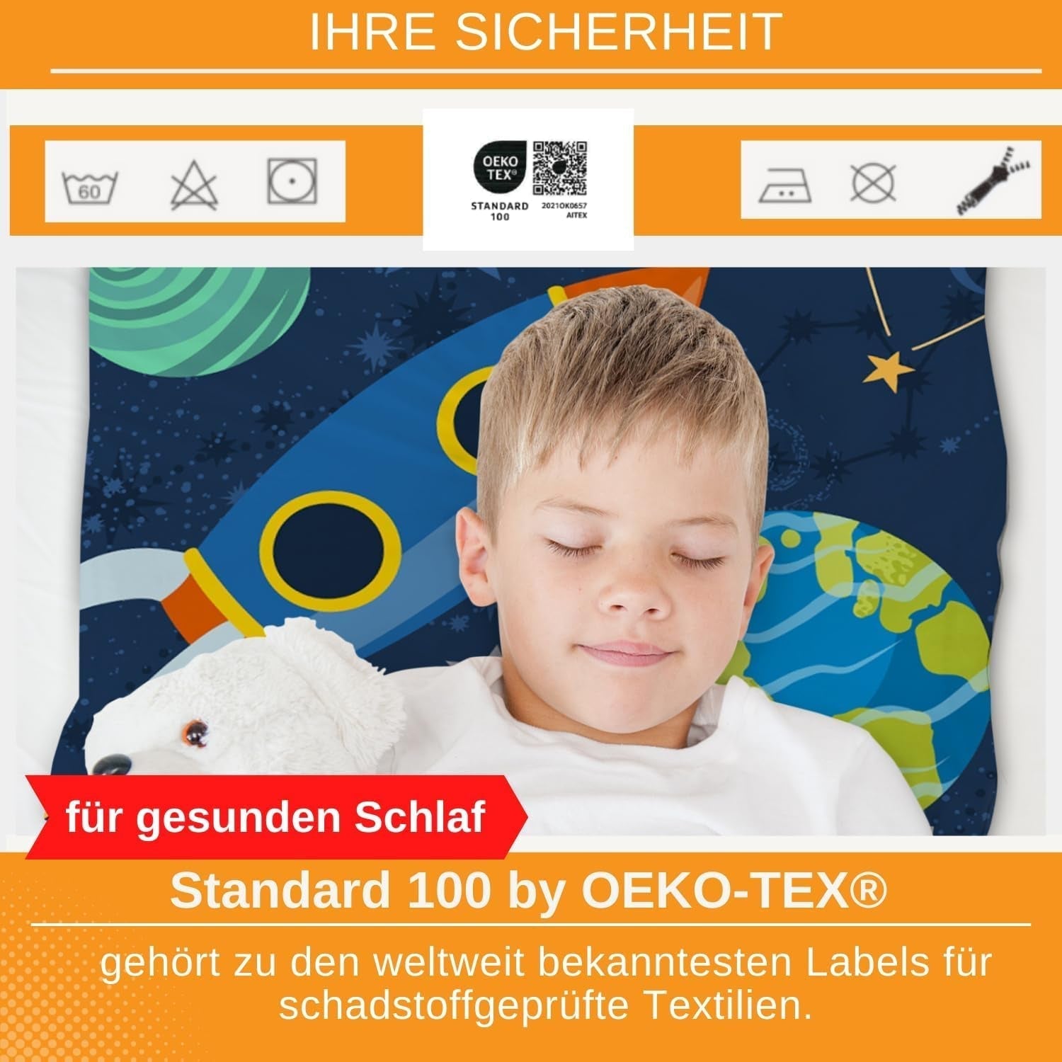 Pościel dziecięca Aminata Kids, kosmos, bawełniana Pościel - dziecięca Naty Shop