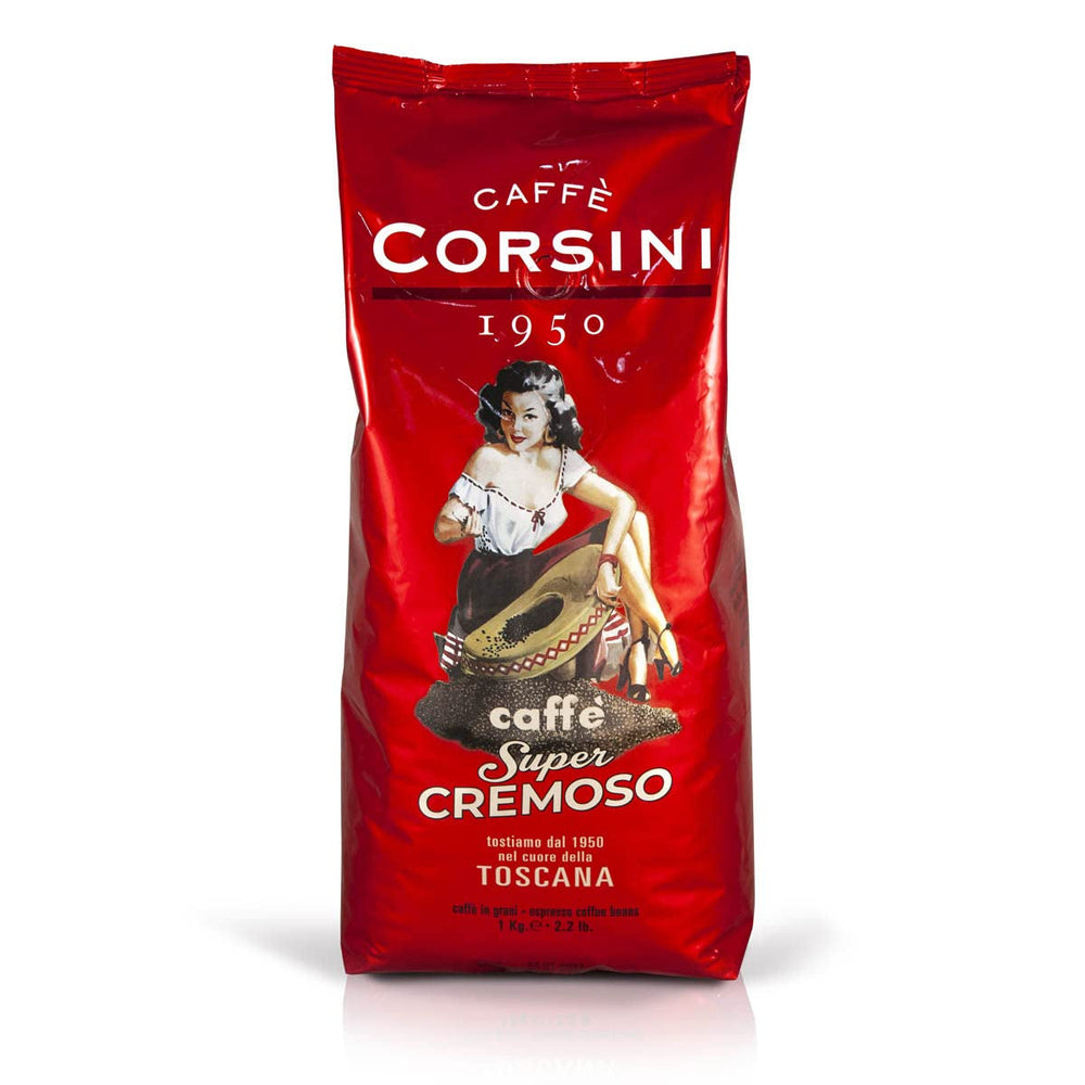 Corsini Caffe Super Cremoso in Grani Italian Espresso Beans - Amestec de cafele premium pentru o cafea corpolentă, cu un caracter puternic și un gust de lungă durată Cafea Naty Shop Cafea corpolentă și foarte cremoasă