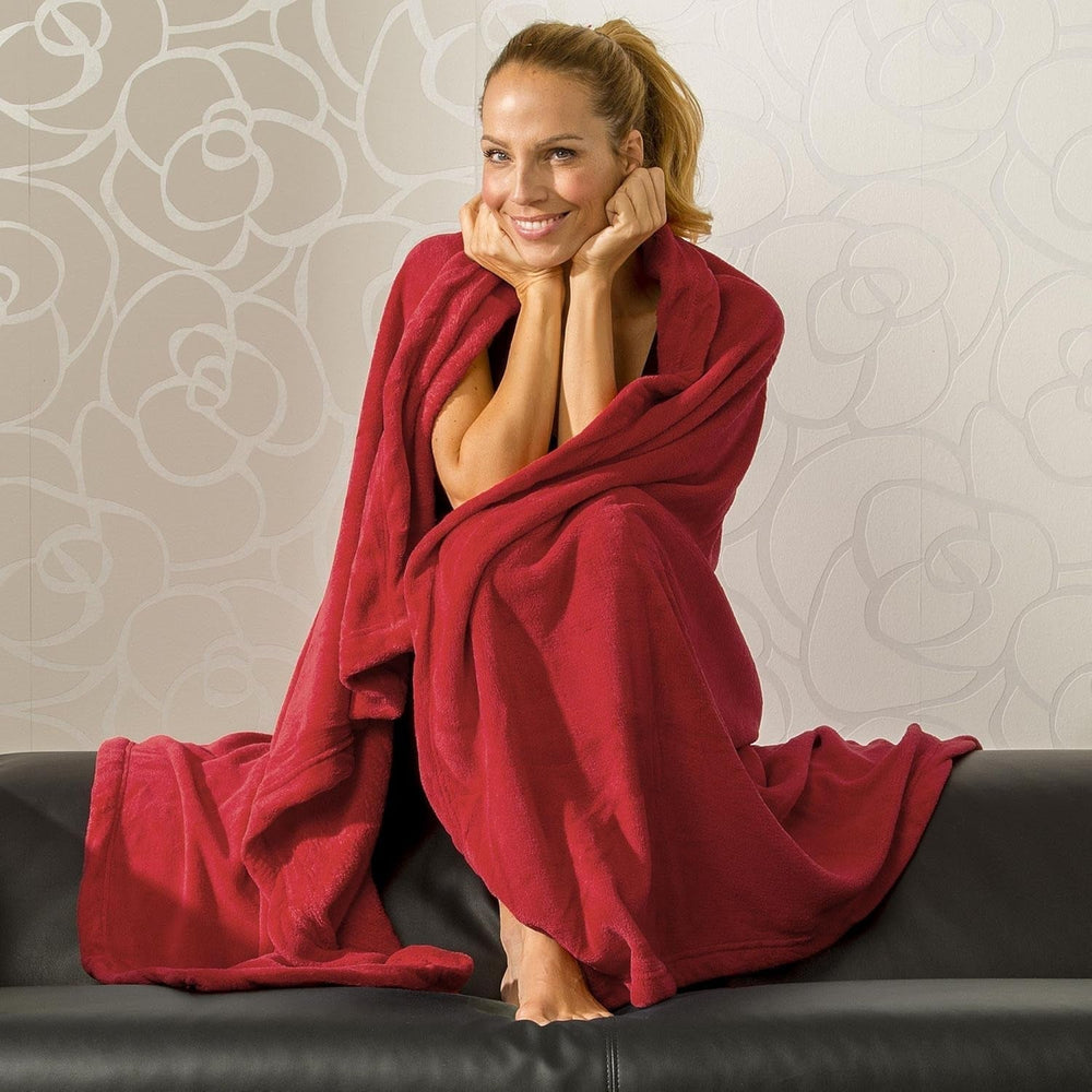 Puszysty koc Celinatex XXL 220 X 240 cm czerwony koc na sofę ciepły koc miękki polar z mikrofibry Oeko-Tex Montreal Łóżka i narzuty Besuche den CelinaTex-Store