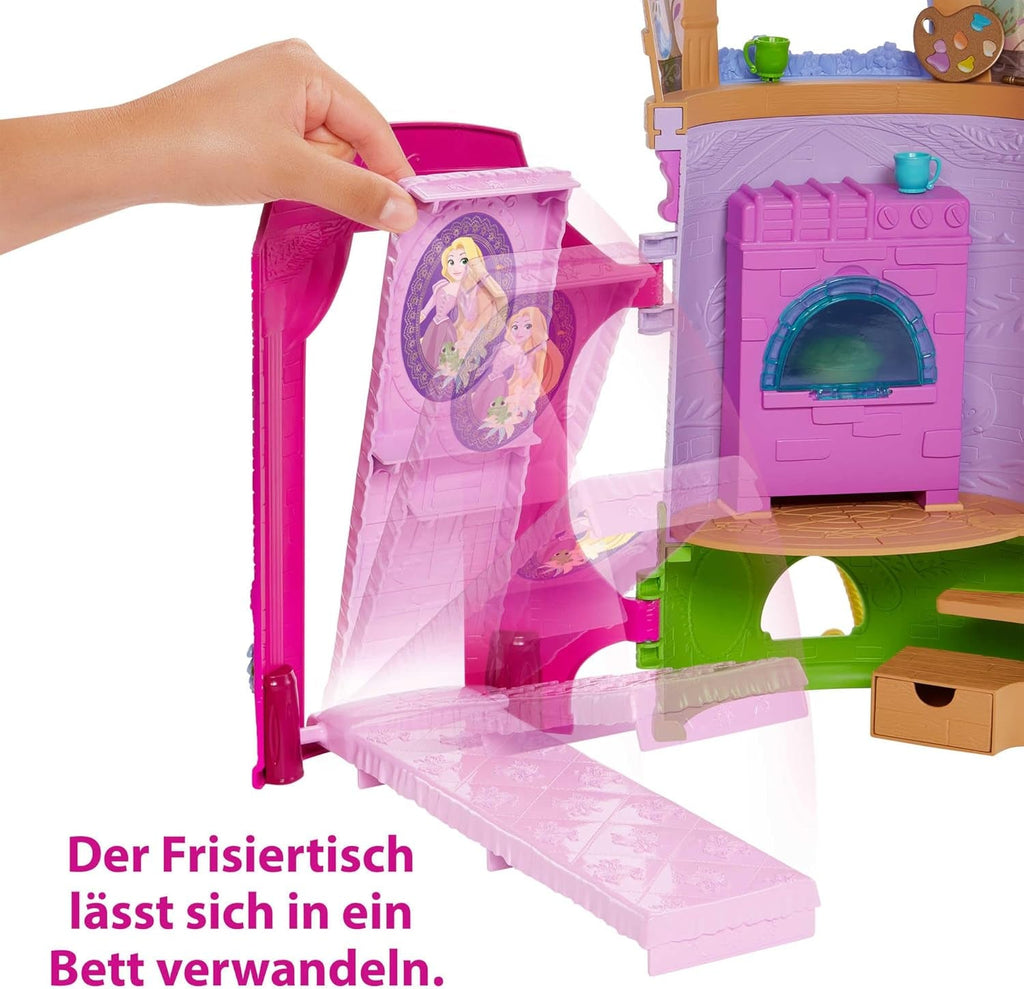 Disney Princess HMV99 - Păpușă Rapunzel mobilă și turn de joacă cu distracție pe tot parcursul, 6 zone de joacă și 15 accesorii, inspirat de filmul Disney, jucării pentru păpuși de la 3 ani Papusi Naty Shop