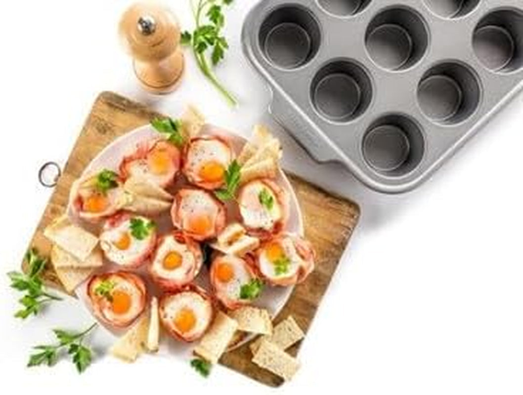 Kitchenaid Naczynia do pieczenia ze stali aluminiowanej Blacha na muffinki z powłoką nieprzywierającą Można myć w zmywarce Szary Naty Shop Formy i tace do pieczenia