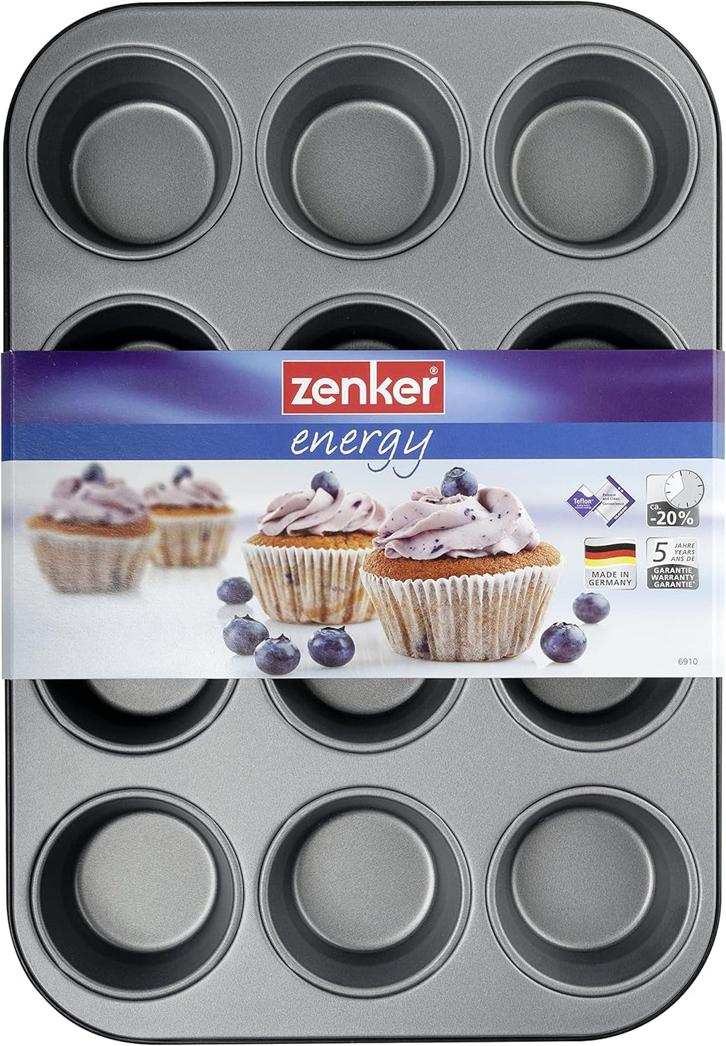 Zenker 12Er Muffinform Energy, Premium-Backform, Für Köstliche Kuchen, Verkürzt Die Backzeit Um Bis Zu 20% (Farbe: Silber/Anthrazit), Menge: 1 Stück, Hellgrau Und Dunkelgrau Matrite si tavi pentru copt Naty Shop