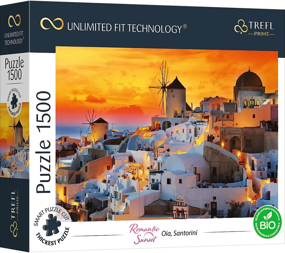 Trefl 26196 1500 elemente, carton cel mai gros, organic, ECO, Italia, apus de soare, divertisment pentru adulți și copii de la 12 ani, Uft-Puzzle Romantic Sunset: Vernazza, Liguria, Italia
