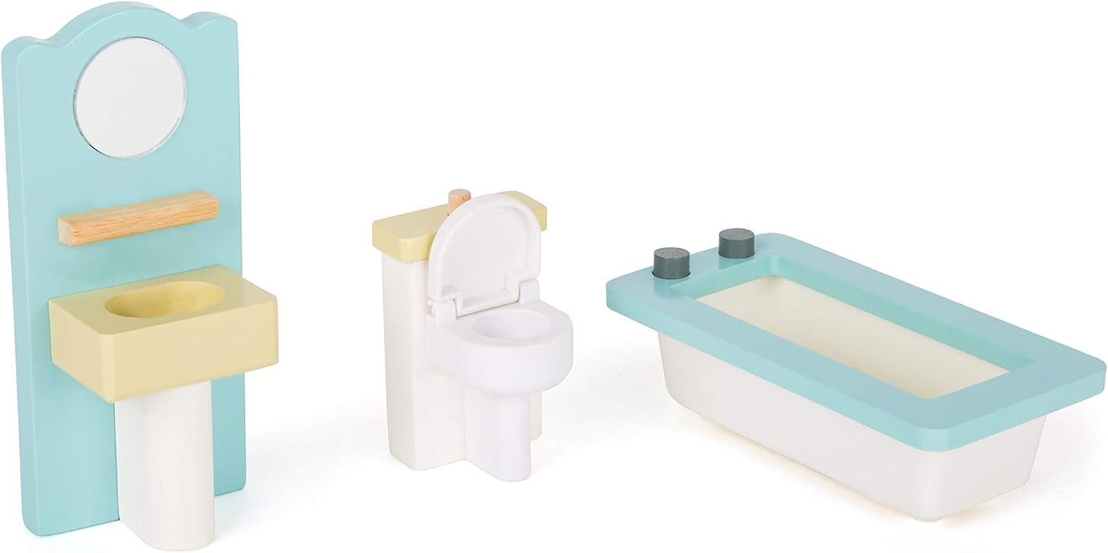 Small Foot 11192 3-poziomowy obrotowy drewniany domek dla lalek z meblami do zabawy wielokolorowy 37 x 40 x 67 cm Naty Shop domy dla lalek