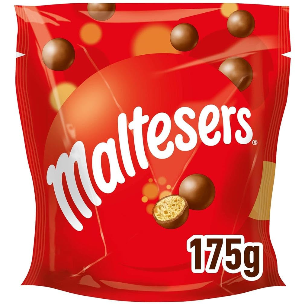 Maltesers Czekoladowe Kulki z Chrupiącym i Lekkim Środek, Przewiewna Czekoladowa Przekąska, 1 Opakowanie (1 x 175g)