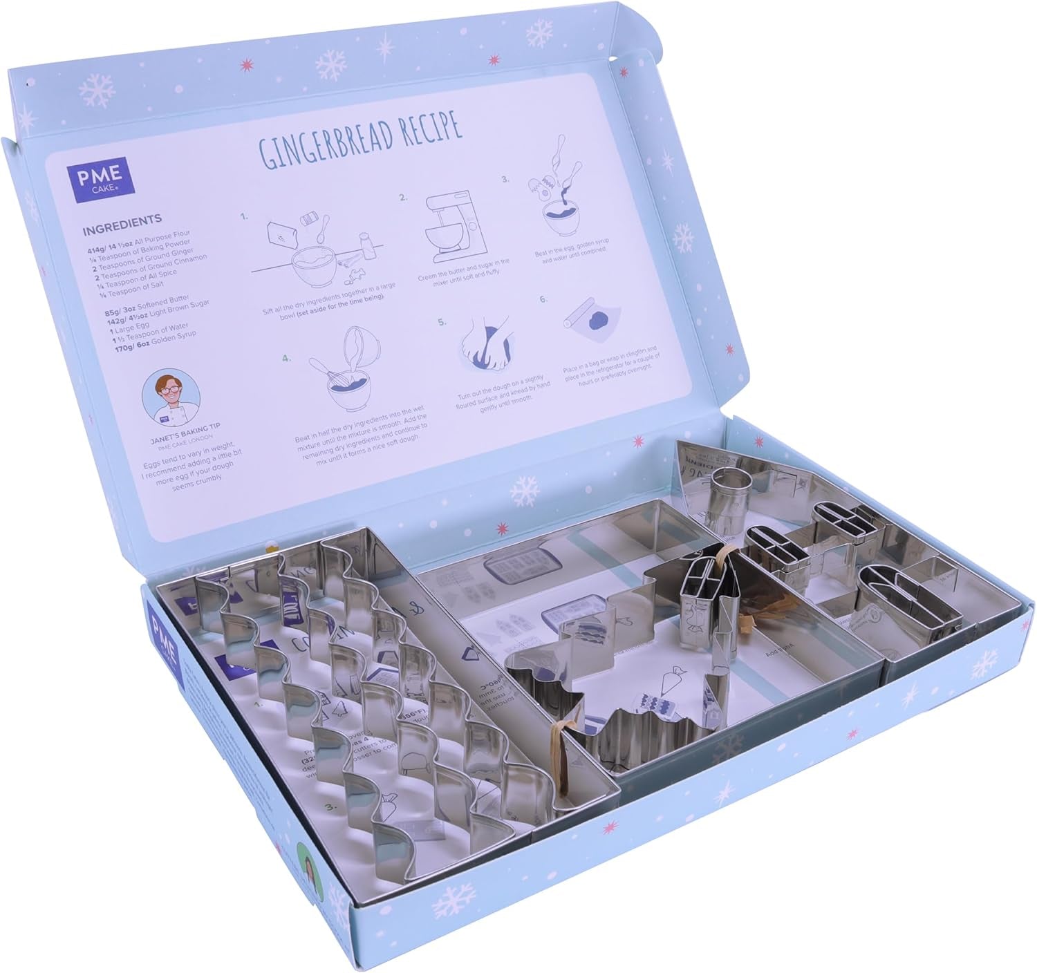 Set de forme pentru biscuiți cu căsuță de turtă dulce de Crăciun, argintii