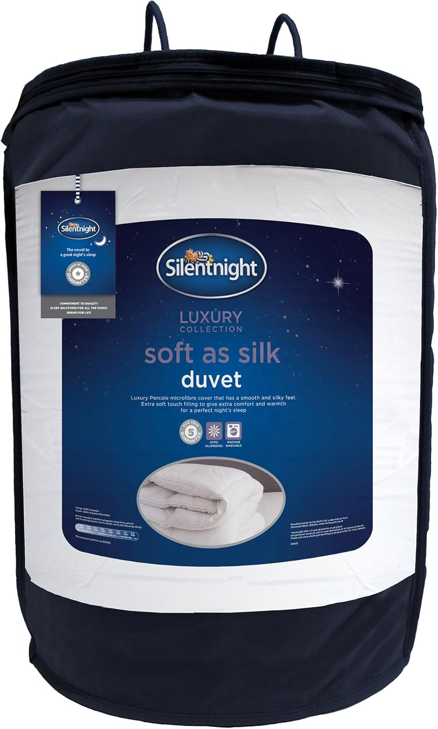 Kołdra Silentnight Soft as Silk, 10,5 tog, do łóżek podwójnych, biała, mikrofibra, biała, king size Kołdry i kołdry Naty Shop 40X30X30 cm 13,5 Tog