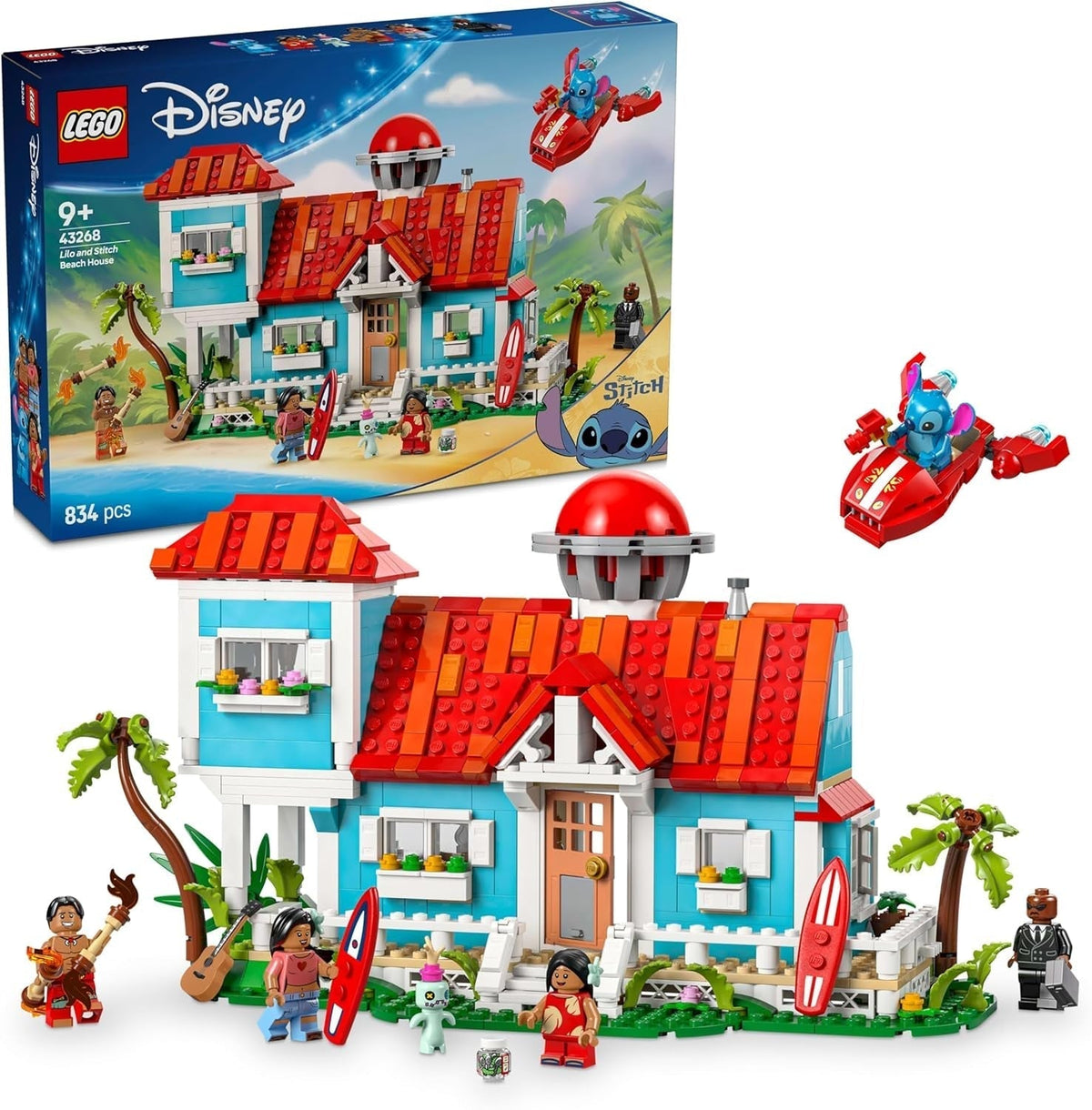 LEGO® Disney Dom na plaży „Lilo i Stich” — zabawka do budowania z 6 pokojami, obserwatorium, statkiem kosmicznym i 5 minifigurkami — prezent urodzinowy dla dziewcząt i chłopców w wieku powyżej 9 lat oraz fanów 43268 Zestawy do budowania Beuche den LEGO-Store Default Title