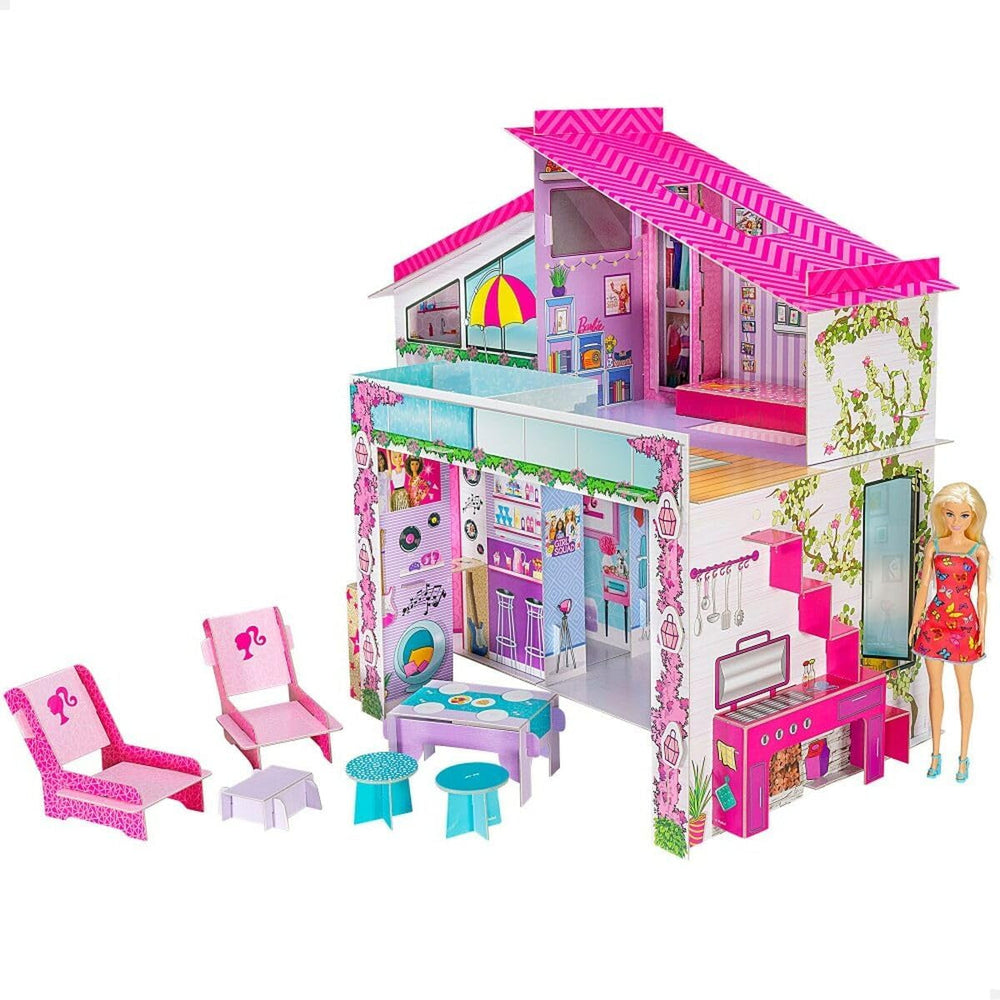 Lisciani - Casă de păpuși - Vila de vacanță Barbie cu păpușă - Joc fantastic - Casă din carton de asamblat și decorat - Timp liber creativ - Pentru fete de la 4 ani Casute de papusi Naty Shop Titlu implicit