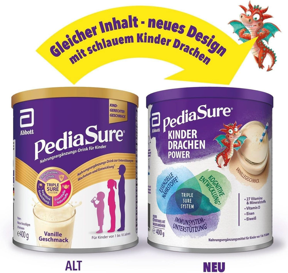 Pediasure Puterea Dragonului, 400 grame, supliment nutritiv delicios pentru copii cu vârsta de 1 an și peste, cu 27 de vitamine și minerale Naty Shop