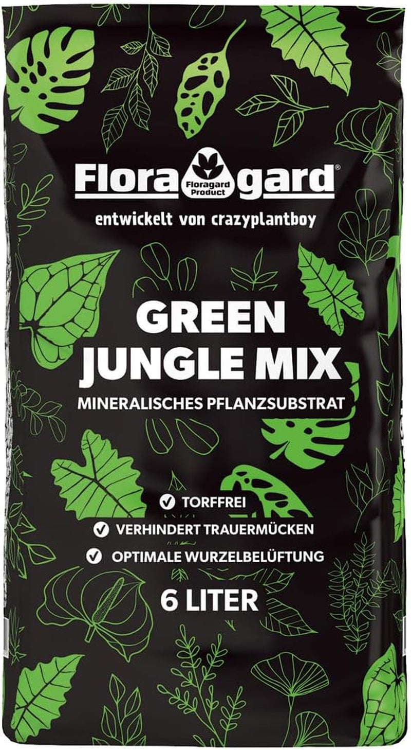 Floragard Green Jungle Mix 6 L - podłoże mineralne do sadzenia Monstera, Philodendron - zapewnia optymalny drenaż i zdrowy wzrost korzeni - idealne dla wymagających roślin doniczkowych