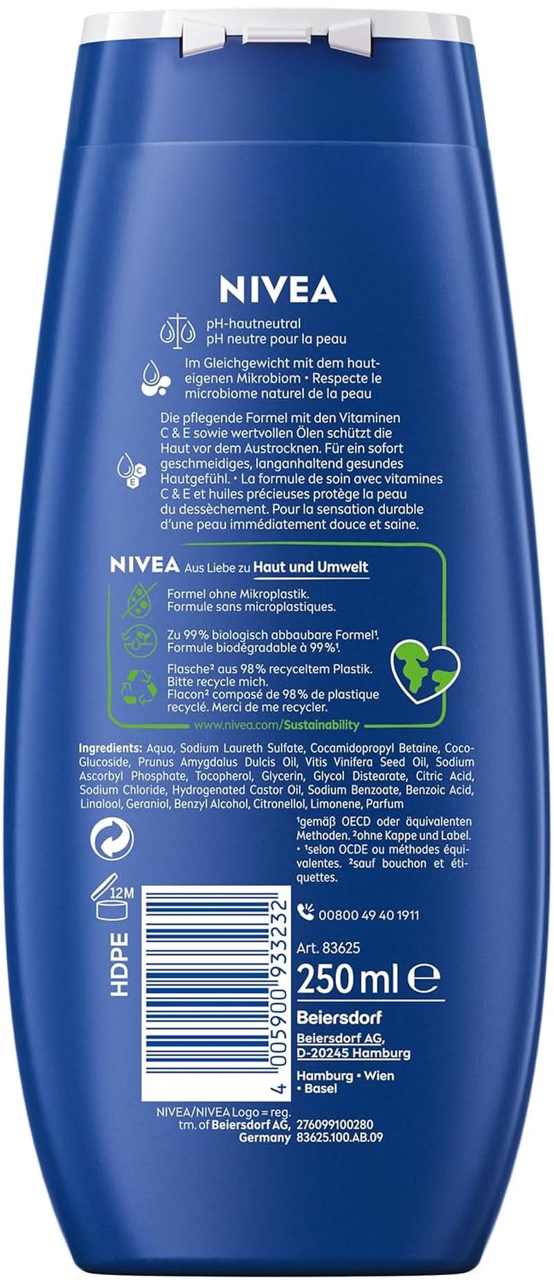 NIVEA Creme Care, żel pod prysznic z witaminami i olejkami eterycznymi, 250 ml Prysznic i kąpiel Naty Shop