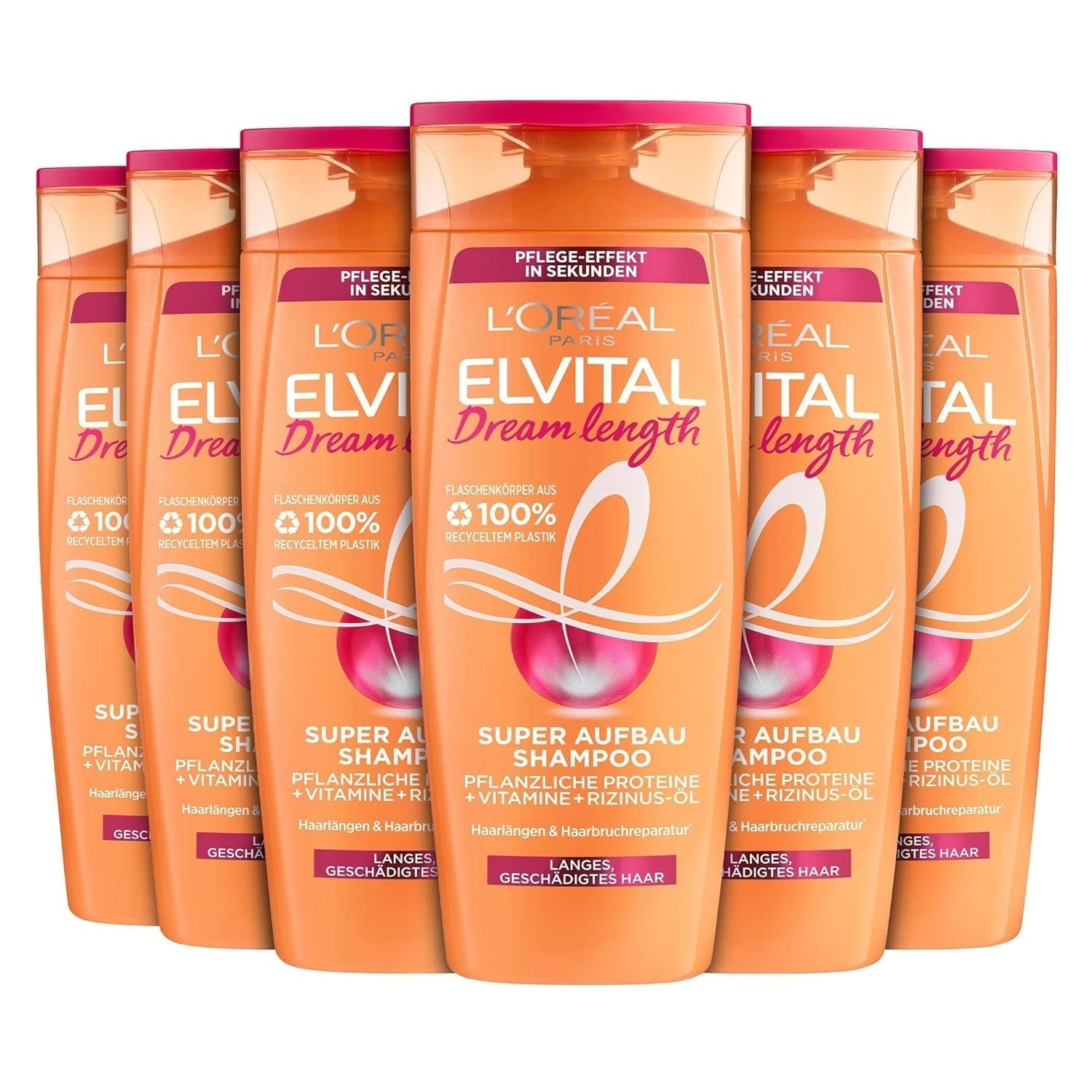 L'Oréal Paris Elvital Dreamlength Super Building Szampon do marzycielskich długich włosów Prysznic i kąpiel L'Oréal 6 x 300 ml Bezzapachowy
