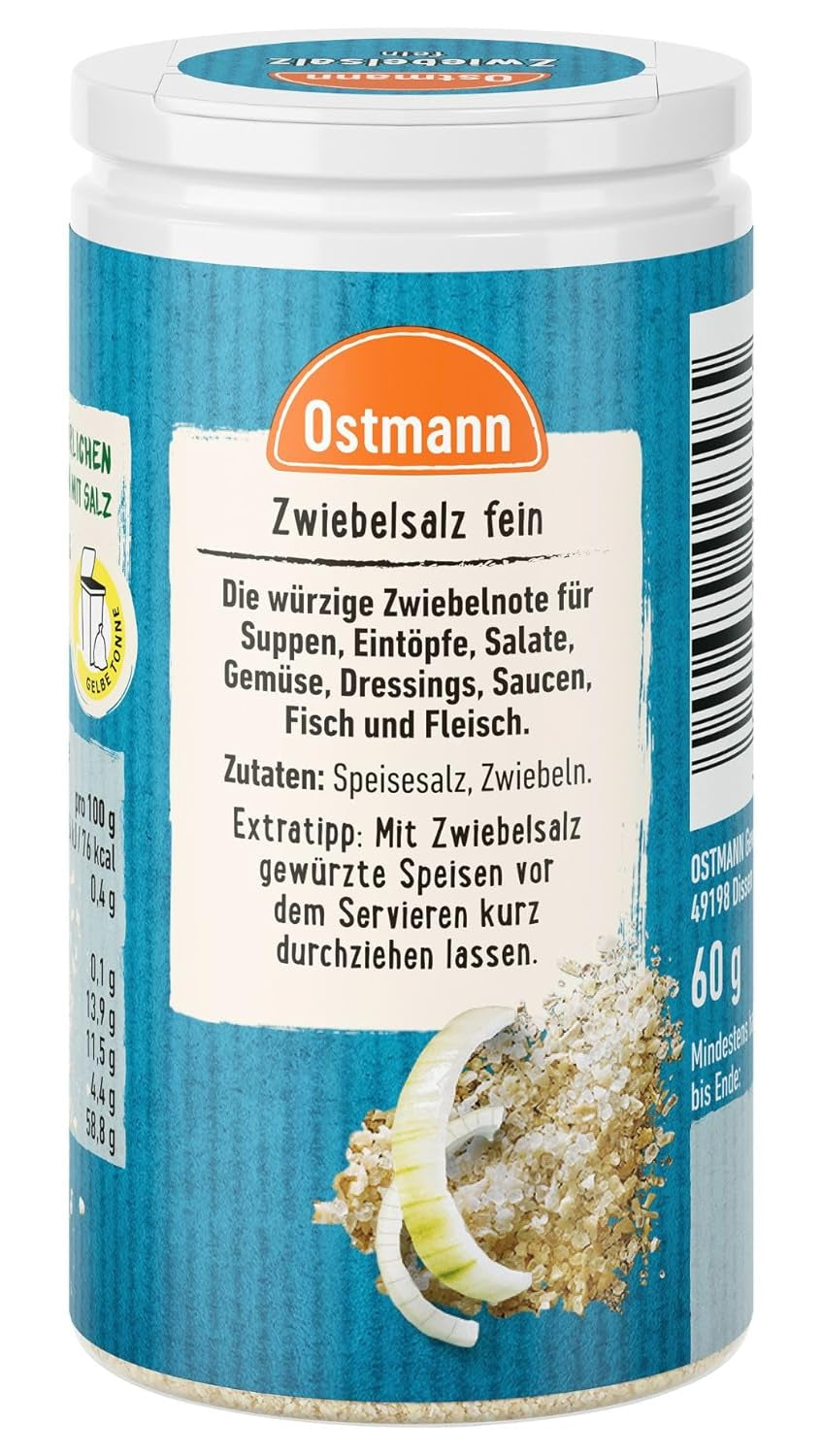 Ostmann Gewürze - Zwiebelsalz | Nachfüllbare i nadające się do recyklingu Verpackung | 60 g w Der Streudose