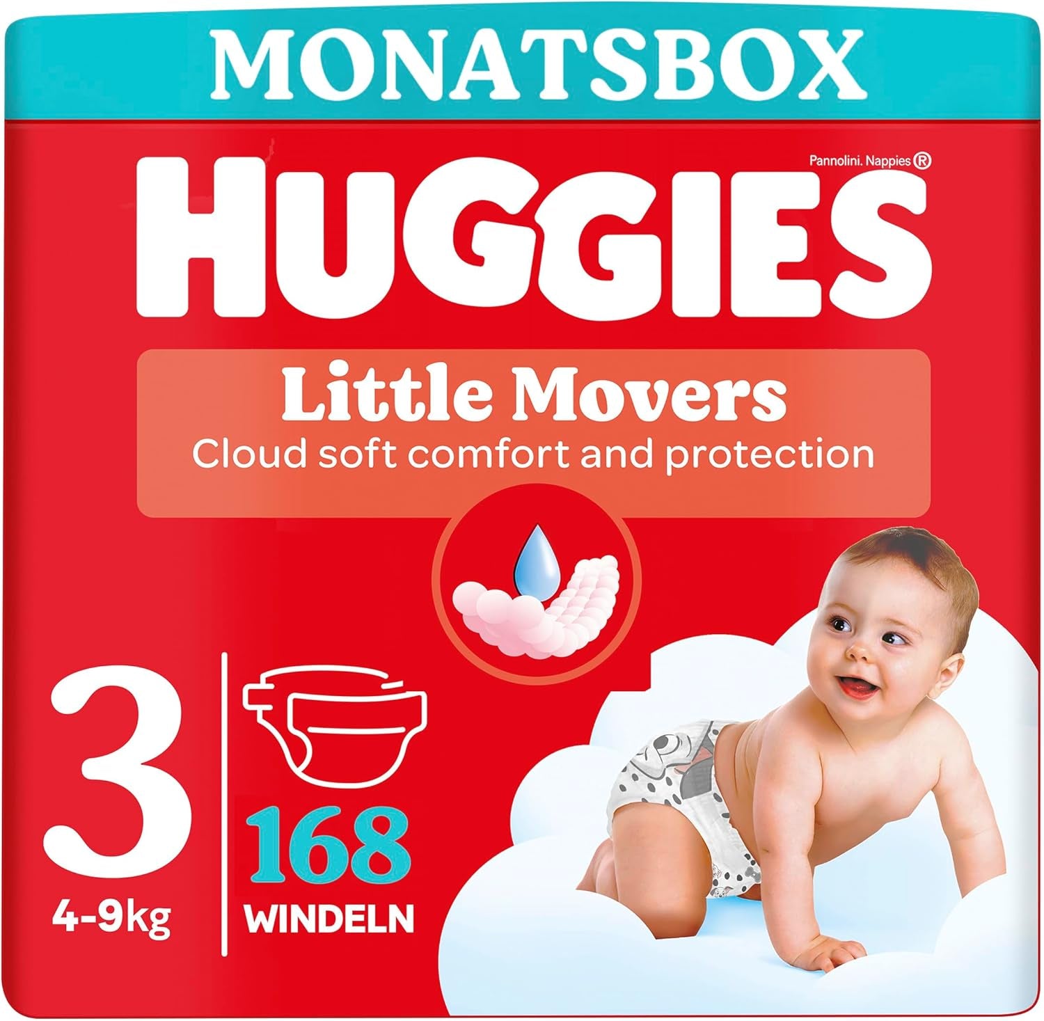 Pieluchy Huggies Little Movers, Disney Design, rozmiar 3, 168 sztuk (3 x 56), pudełko miesięczne