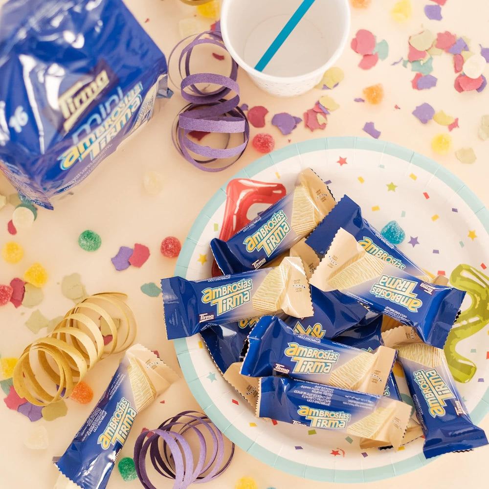 Tirma Mini Wafle z białą czekoladą | (16 jednostek x 13,5 g), 216 g | Delikatne kremowe nadzienie | Bez GMO | Odpowiedni dla wegetarian | Pakowane pojedynczo | Pakowane przekąski