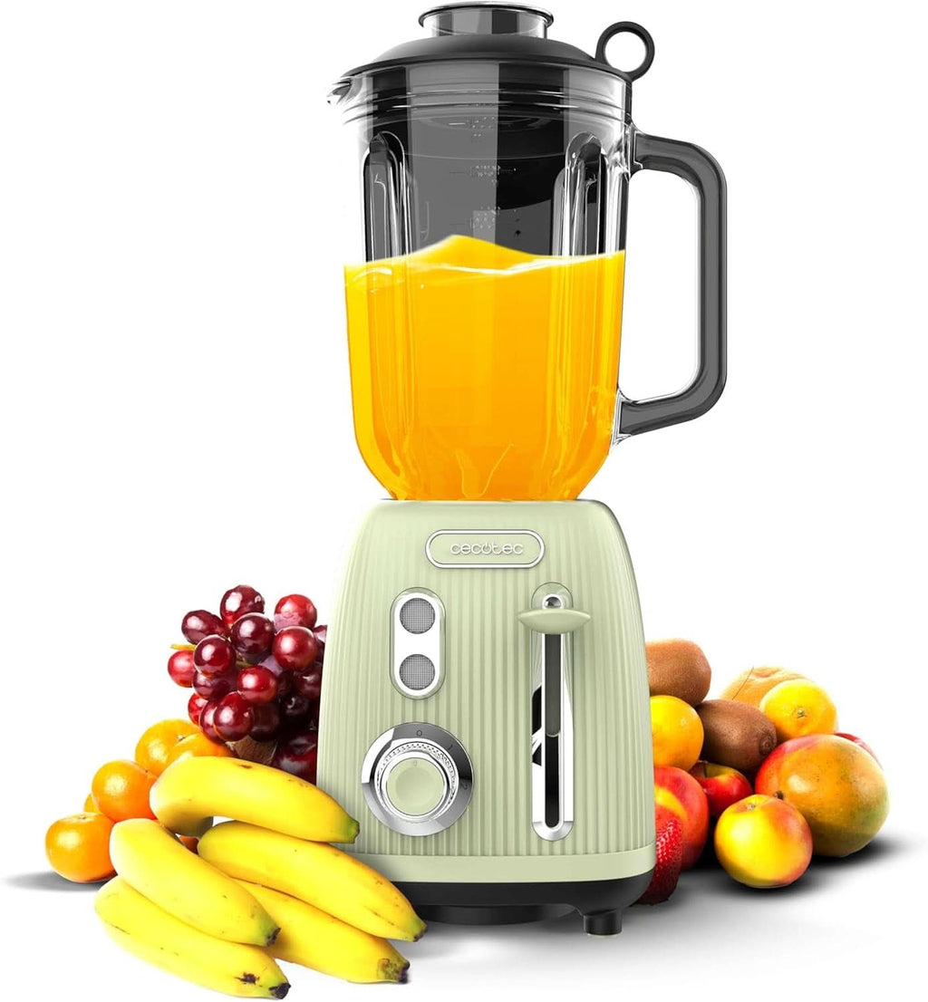 Cecotec Standmixer Retro Power Black Titanium Retrogreen. 1200W Maximale Leistung, 2 Geschwindigkeiten, 4-Klingen-Messer Mit Schwarzer Titanbeschichtung Und 1,5L Krug, Vintage-Design in Grün Bucatarie Naty Shop Green