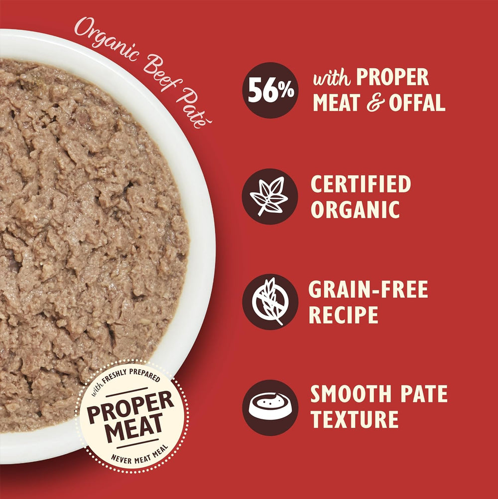 Hrană umedă Lily's Kitchen pentru pisici adulte, cu ingrediente naturale, pachet multiplu de tăvi, pate organic, fără cereale, 4 x (8 x 85g)