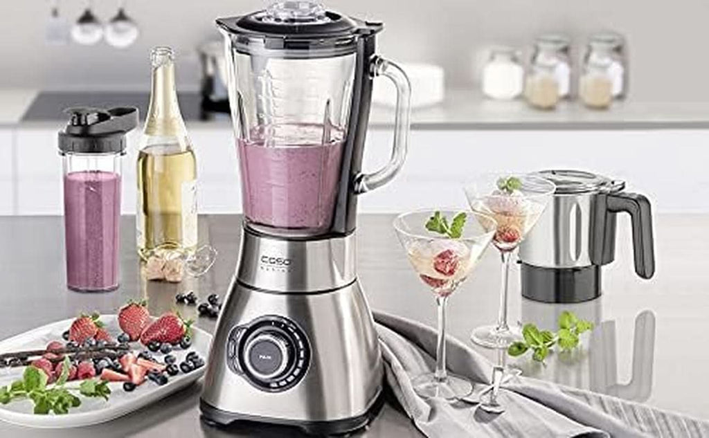 CASO B 1800 Powerblender-Set - Standmixer, 28.000 U/Min, Glasbehälter 1,75 L, Inkl. Trinkflasche Und Zerkleiner, Mixer Testsieger Mit Sehr Gut, Edelstahl Naty Shop