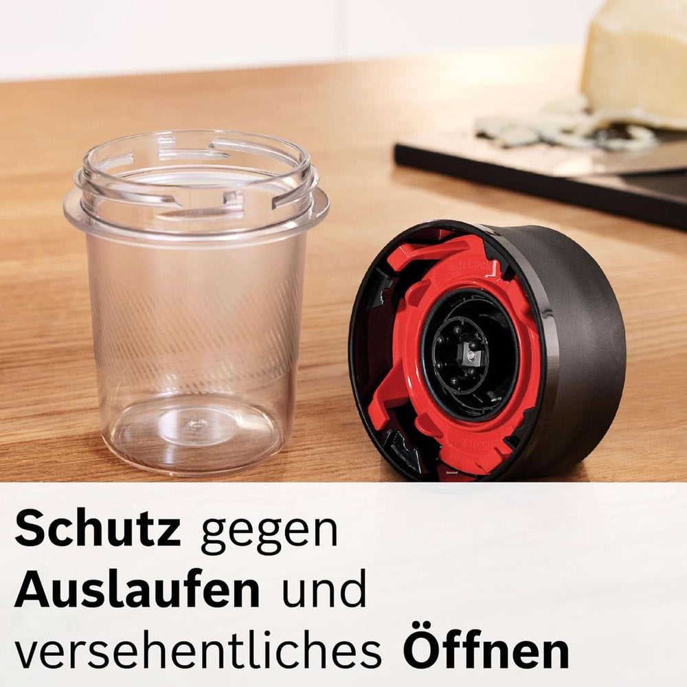 Mikser stojący Bosch Vitapower Serie 4 MMB6177S, Edelstahl-Klingen Made in Germany, 1,5 l Thermosafe Glasbehälter, 0,6 l To-Go-Flasche, Stopfer, Universalzerkleinerer, 30 000 U/Min, 1200 W, Silver Kitchen Naty Shop