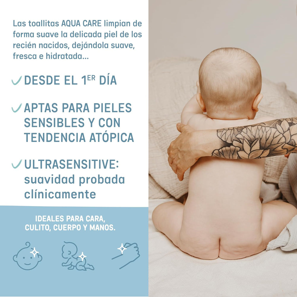 Suavinex Aqua Care Chusteczki nawilżane dla dzieci 60 szt. Chusteczki oczyszczające 99% włókien roślinnych wodnych Aloe Vera Bezzapachowy Bez alkoholu Testowany dermatologicznie Odpowiedni dla skóry wrażliwej