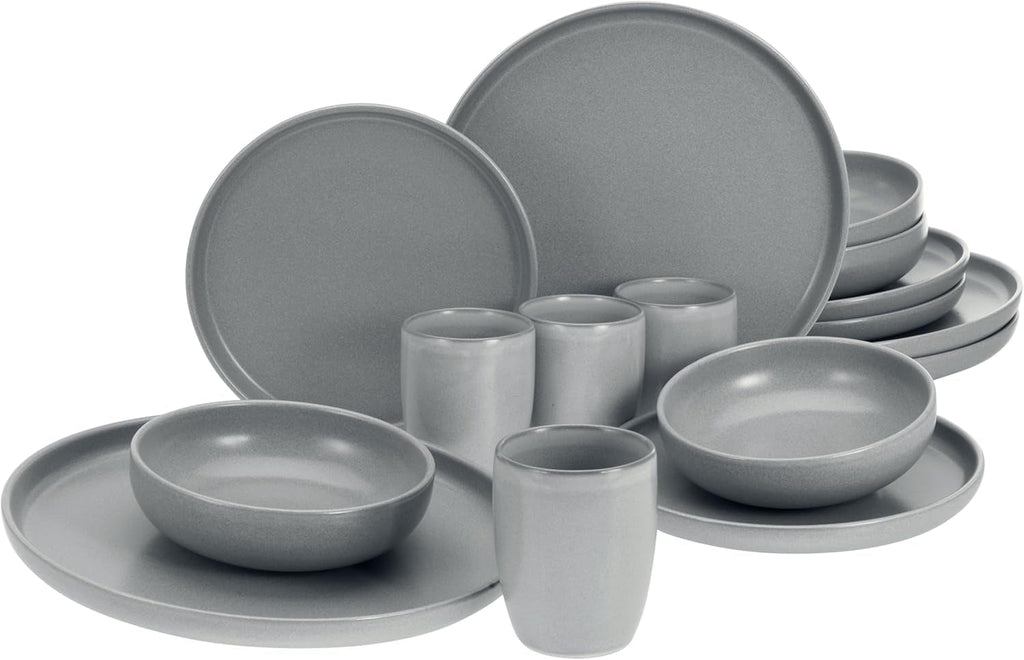 Creatable, 22979, Serie Uno BLACK, 12-Teiliges Geschirrset, Teller Set Aus Steinzeug, Spülmaschinen- Und Mikrowellengeeignet, Made in Portugal Seturi vesela masa Naty Shop Grau Kombiservice 16 Teilig