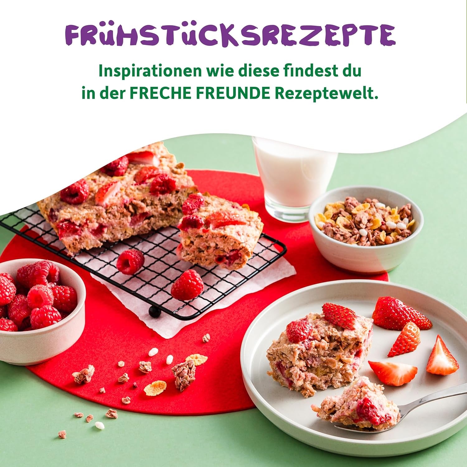 FRECHE FREUNDE Organiczne musli śniadaniowe Edda's Berry Crunchy Musli Mix dla dzieci w wieku szkolnym z liofilizowanymi truskawkami Wegańskie 6 opakowań (6 x 280g)