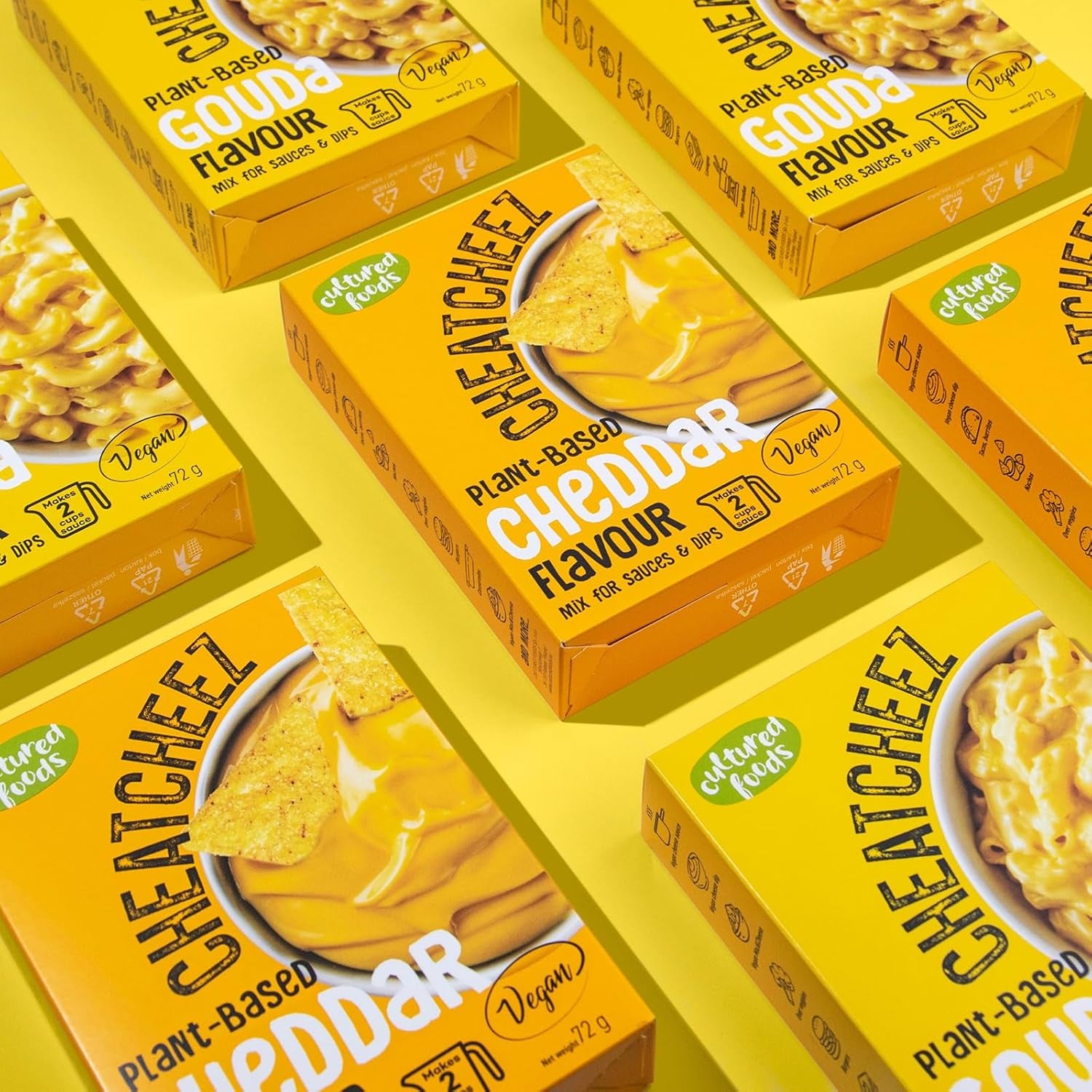 Pokarmy hodowlane Wegańskie Käse Käseersatz Laktosefrei Glutenfrei Zestaw 2-er Gouda i Cheddar CHEATCHEEZ