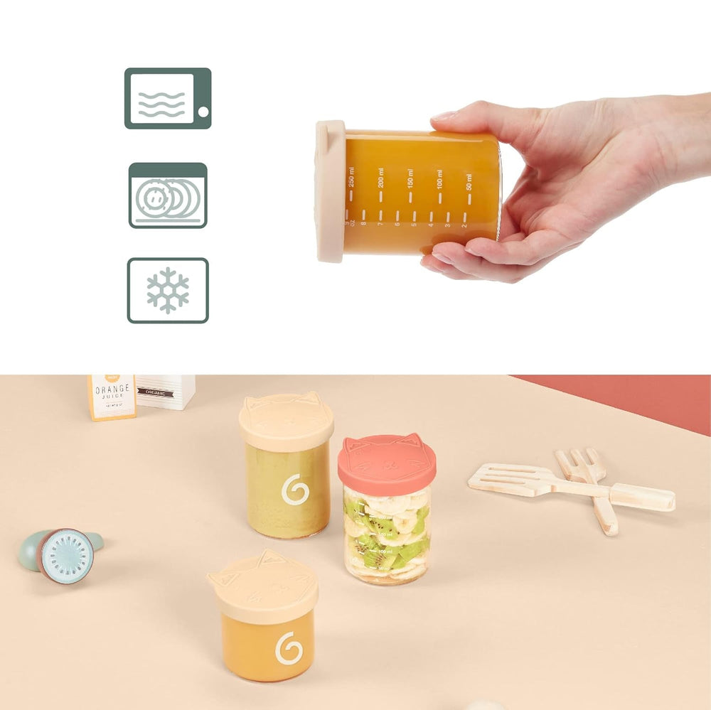 Babymoov ISY BOWLS recipiente pentru alimente pentru copii din sticlă robustă, rezistentă la temperatură - pentru depozitarea/congelarea alimentelor pentru copii, 6x 250ml + 3x 120ml Cutii depozitare alimente Naty Shop