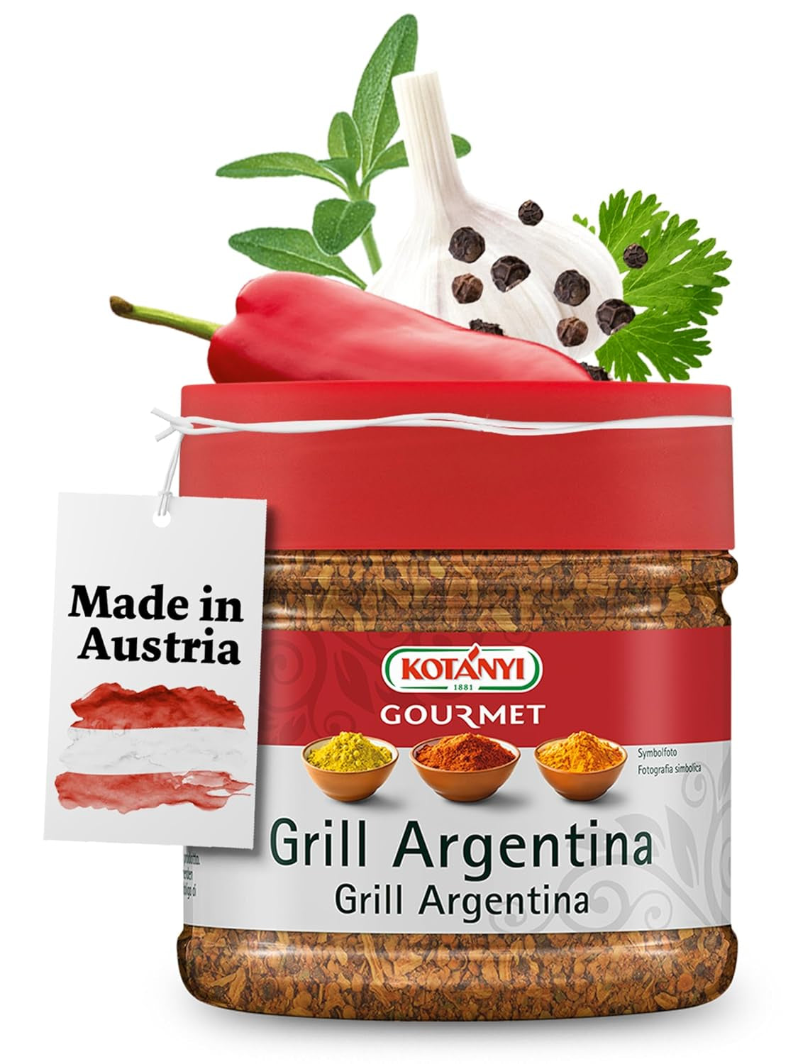 Kotanyi Gourmet Grill-Argentyna Gewürzzubereitung, mit Paprika, Pfeffer, Koriander und mehr, fruchtig-ostry, 400ccm, 285 g