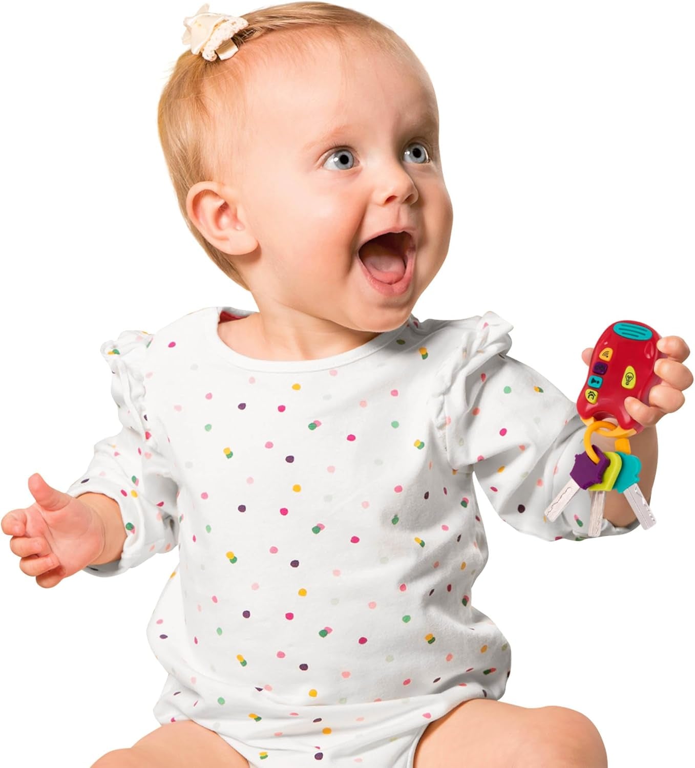 Battat toy key baby toy - Breloc colorat cu cheie de mașină cu lumină și sunete pentru copii de la 10 luni în sus Jucarii Bebe Naty Shop