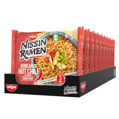 Nissin Ramen - Koreańskie pikantne chili 10 opakowań makaronu błyskawicznego w stylu azjatyckim na podstawie koreańskiego przepisu Szybkie i łatwe w przygotowaniu jedzenie azjatyckie (10 x 65,2g)
