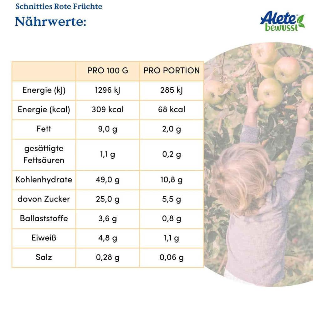 Alete Bio Schnitties, pełne ziarna i czerwone owoce 6 x 22 g Matka i Dziecko Naty Shop