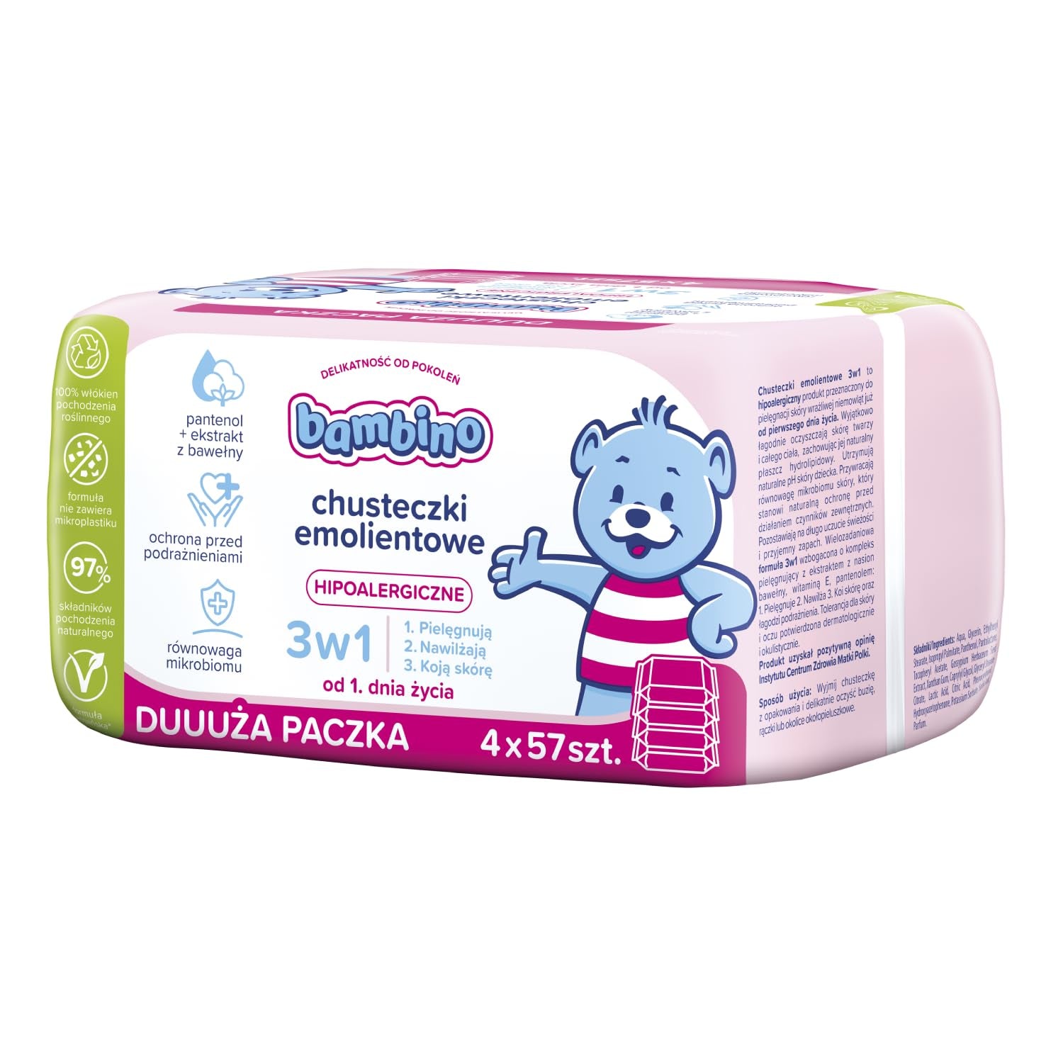 Chusteczki 3 w 1 4x57 szt