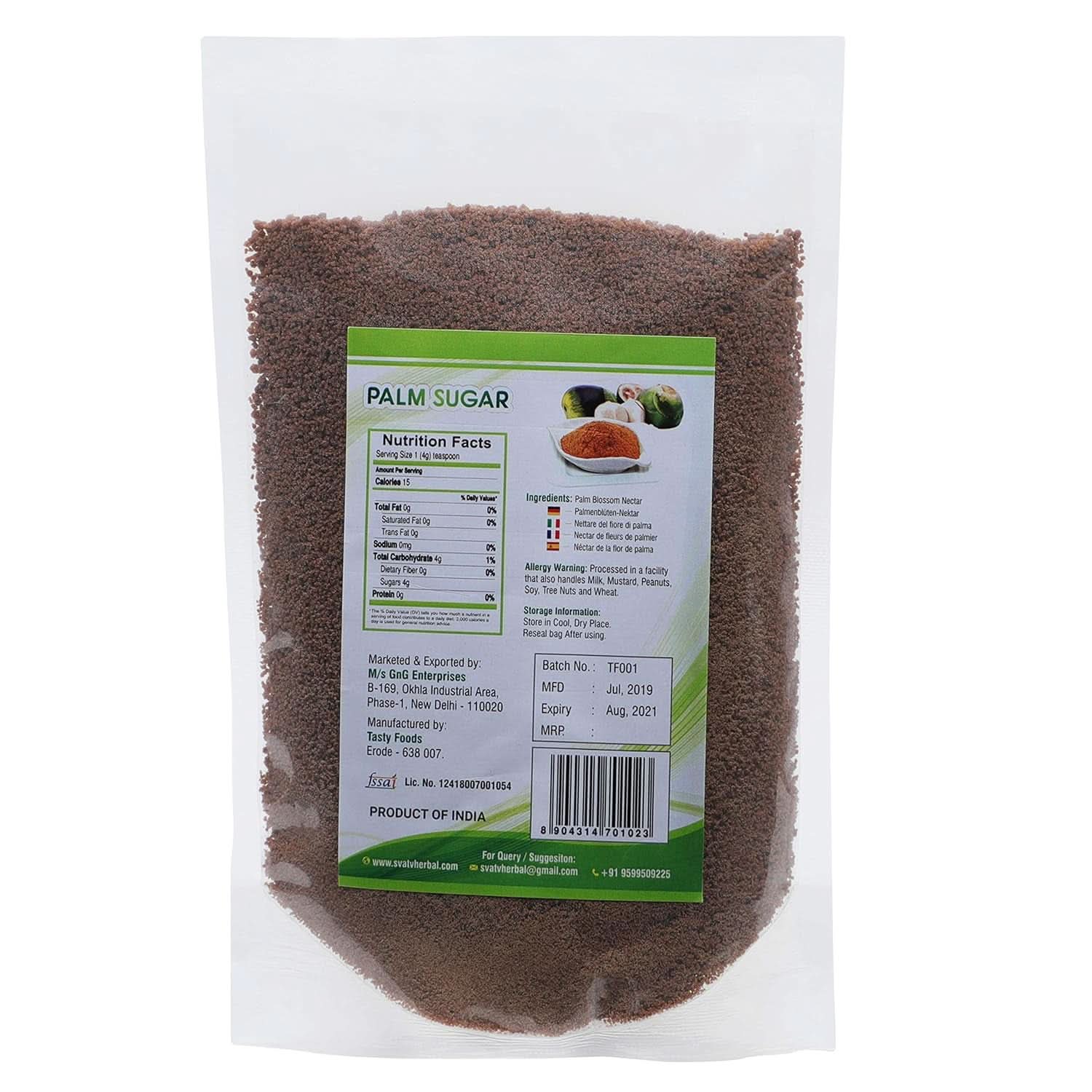 SVATV Brązowy cukier palmowy w proszku, 227 gramów Słodziki Naty Shop