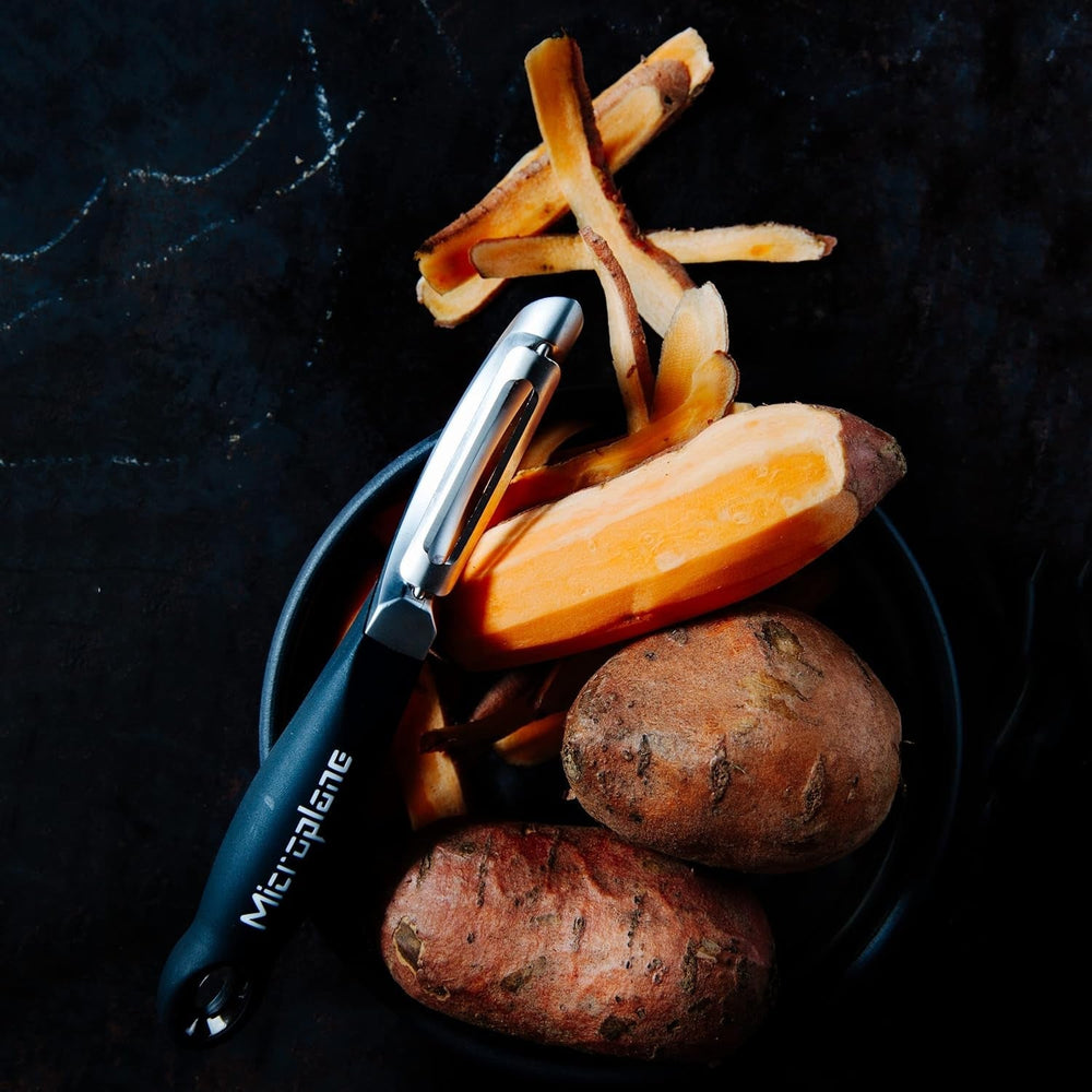 Naty Shop Microplane Profesjonalna, oburęczna obieraczka ze stali nierdzewnej z podwójnym ostrzem