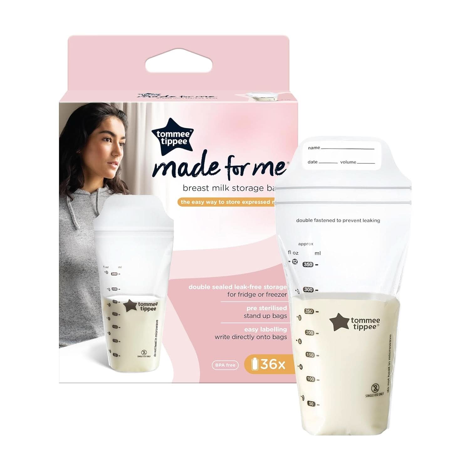 Tommee Tippee Closer to Nature Worki do przechowywania mleka matki, wstępnie sterylizowane, 350 ml Akcesoria Żywność i karmienie piersią Sklep Bebe Naty