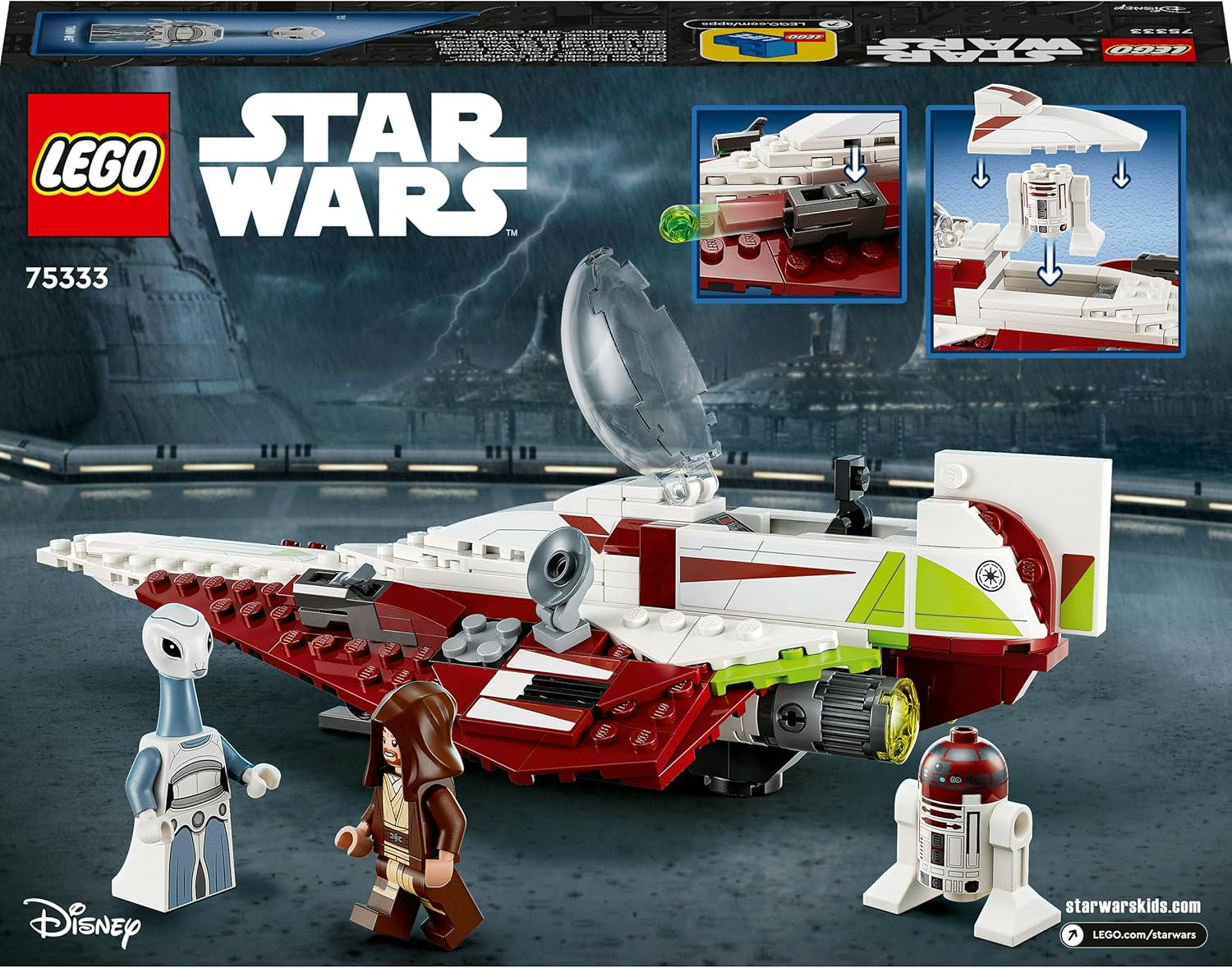 LEGO Star Wars Jedi Myśliwiec Obi-Wan Kenobi, zabawka do zbudowania z Taunem We, figurka droida i miecz świetlny, zestaw Atak Klonów 75333 Zestawy do budowania Kup w sklepie LEGO