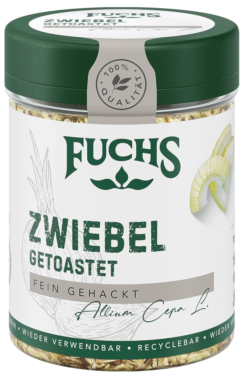 Fuchs Gewürze - Zwiebel getostat - drobno posiekany Zwiebeln für Dips, Schmorgerichte oder Hamburger - naturalne Składniki - 55 g w wiederverwendbarer, recyclebarer Dawka