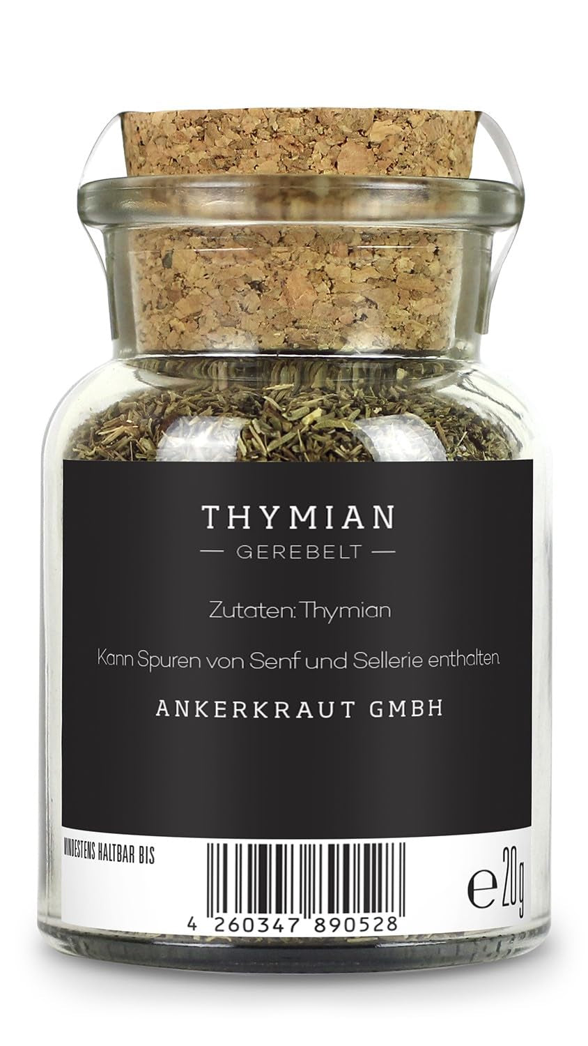 Ankerkraut Tymianek, gerebelt, mediterranes Gewürz, 30g w Korkenglas