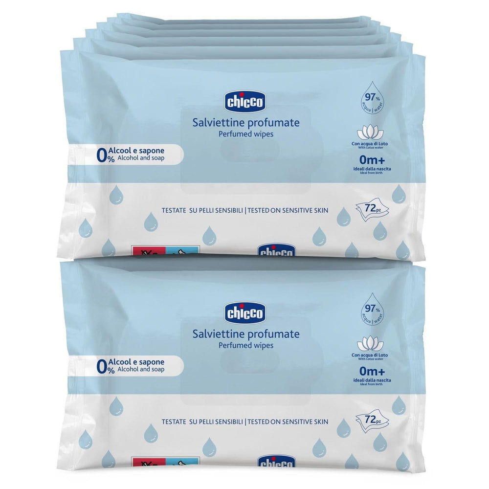 Wielofunkcyjne chusteczki oczyszczające Chicco dla noworodków, bez alkoholu, zapachowe, odpowiednie dla wrażliwej skóry Chusteczki nawilżane dla dzieci Naty Shop 12 x 72 chusteczki zapachowe