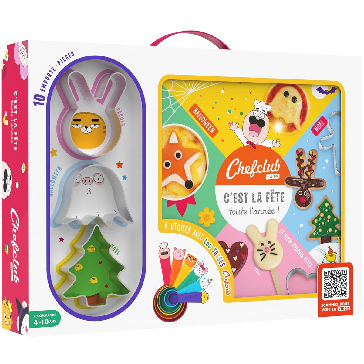 Chefclub Kids – Set de gătit pentru copii cu 10 forme de biscuiți și carte de rețete – Teme: Sărbători și ocazii speciale – Activitate jucăușă și creativă pentru familie – Vârste 4 ani și peste