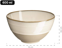 MÄSER 931818 Serie Nottingham Vintage Geschirr-Set Für 4 Personen, 12-Teiliges Frühstücksservice Mit Unregelmäßig Runden Formen Im Retro Look, Steinzeug, Beige Seturi vesela masa Naty Shop