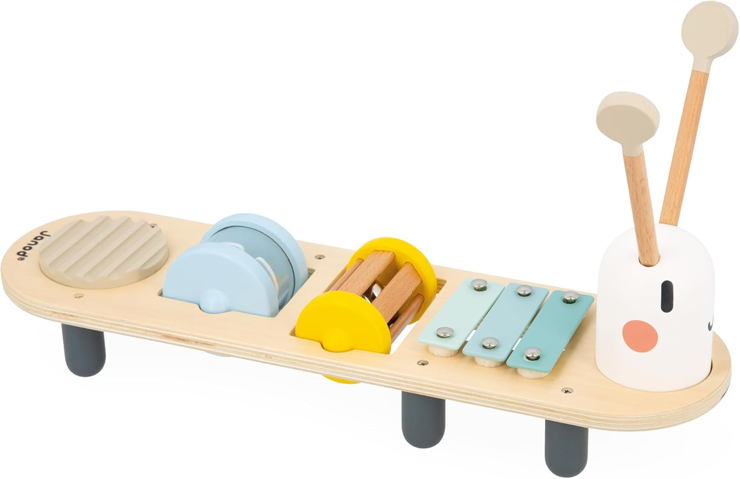 Janod - Șenile muzicale Sweet Cocoon - 5 activități muzicale pentru copii - Educație muzicală timpurie - Jucărie din lemn FSC - De la 12 luni, J04058 Jucarii Bebe Naty Shop Titlu implicit