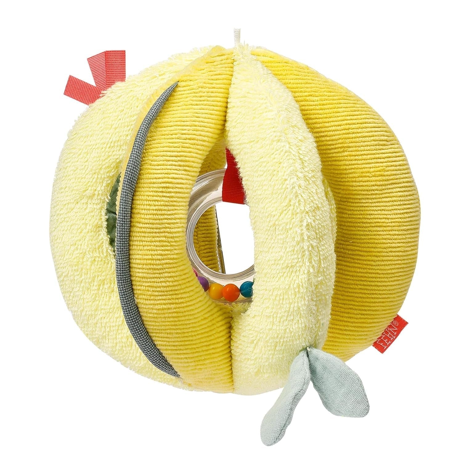 Fehn Rattle Ball colorată - minge de prindere cu amestec de materiale și zornăitor pentru aruncare, prindere, rostogolire - minge de prindere pentru promovarea abilităților motorii - minge din material textil pentru bebeluși și copii mici de la 0+ luni Jucarii Bebe Naty Shop Minge de activitate